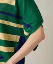 RSFFD23360 TRUNK HIROKO KOSHINO(ヒロココシノ) ハイゲージカラーブロックニットプルオーバー/日本製/洗える グリーン