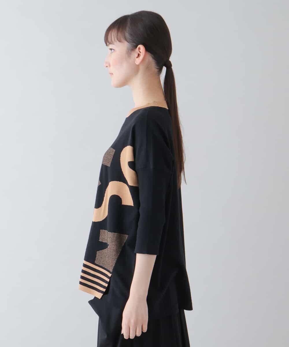 RSFFS11360 TRUNK HIROKO KOSHINO(ヒロココシノ) ロゴインターシャジャガードニット ベージュ
