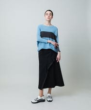 RSFGA19360 TRUNK HIROKO KOSHINO(ヒロココシノ) バイカラーホールガーメントドルマンニット /日本製/洗える ブルー