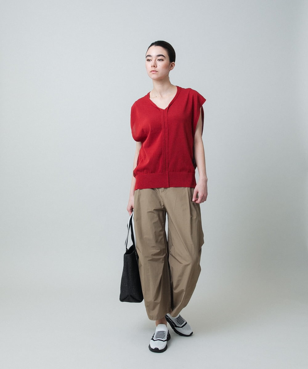 RSFGA22360 TRUNK HIROKO KOSHINO(ヒロココシノ) オーバーシルエットシアーニットベスト /洗える レッド