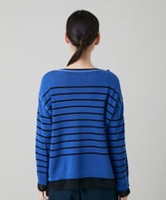 RSFGD19460 TRUNK HIROKO KOSHINO(ヒロココシノ) リバーシブルボーダーニットトップ ブルー