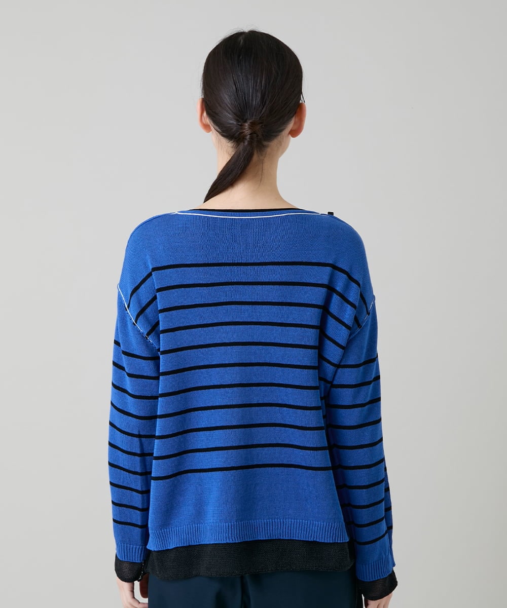 RSFGD19460 TRUNK HIROKO KOSHINO(ヒロココシノ) リバーシブルボーダーニットトップ ブルー