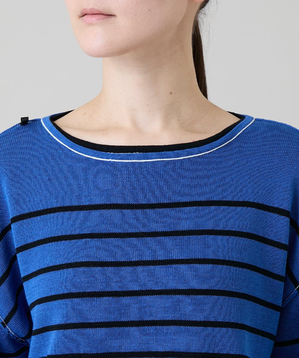 RSFGD19460 TRUNK HIROKO KOSHINO(ヒロココシノ) リバーシブルボーダーニットトップ ブルー