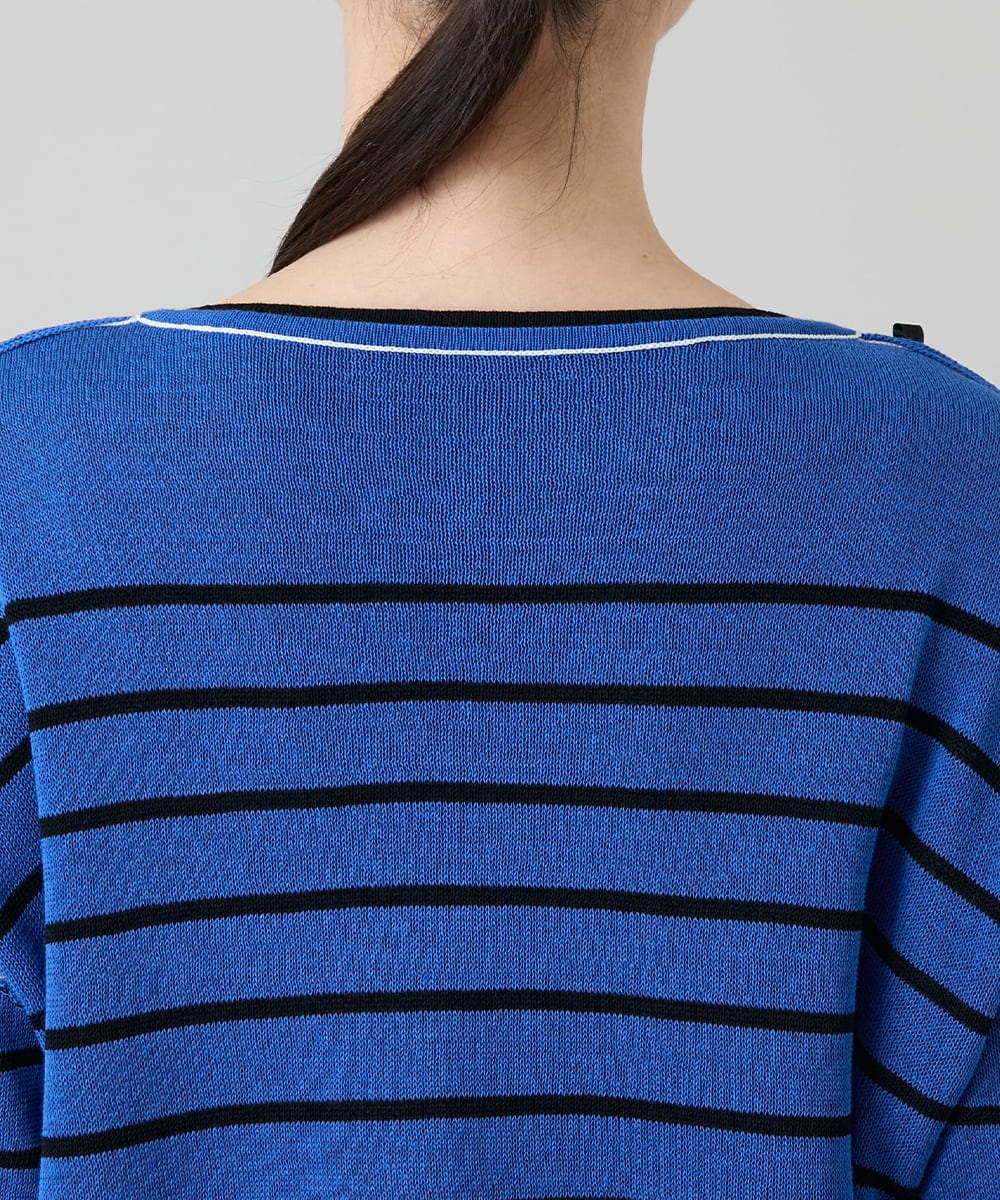 RSFGD19460 TRUNK HIROKO KOSHINO(ヒロココシノ) リバーシブルボーダーニットトップ ブルー