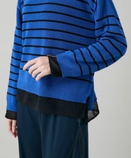 RSFGD19460 TRUNK HIROKO KOSHINO(ヒロココシノ) リバーシブルボーダーニットトップ ブルー