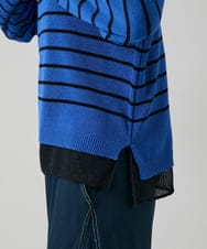 RSFGD19460 TRUNK HIROKO KOSHINO(ヒロココシノ) リバーシブルボーダーニットトップ ブルー