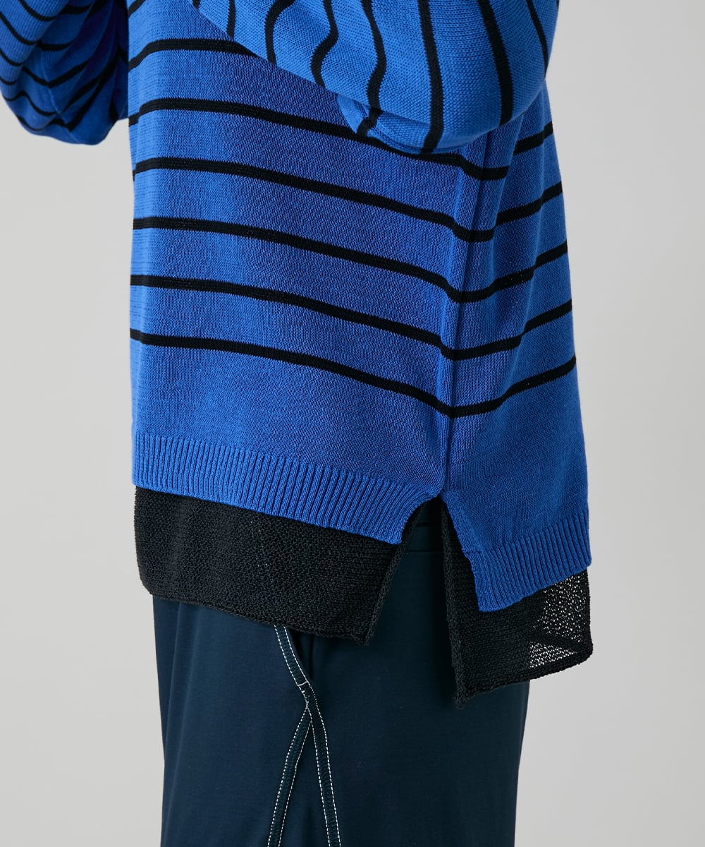 RSFGD19460 TRUNK HIROKO KOSHINO(ヒロココシノ) リバーシブルボーダーニットトップ ブルー