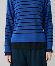 RSFGD19460 TRUNK HIROKO KOSHINO(ヒロココシノ) リバーシブルボーダーニットトップ ブルー