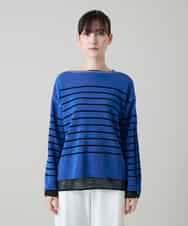 RSFGD19460 TRUNK HIROKO KOSHINO(ヒロココシノ) リバーシブルボーダーニットトップ ブルー