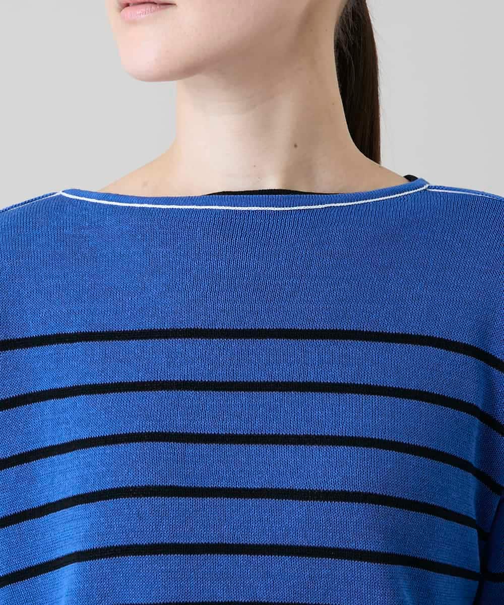 RSFGD19460 TRUNK HIROKO KOSHINO(ヒロココシノ) リバーシブルボーダーニットトップ ブルー