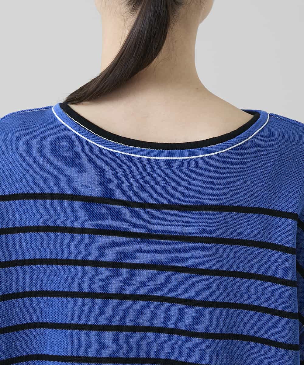 RSFGD19460 TRUNK HIROKO KOSHINO(ヒロココシノ) リバーシブルボーダーニットトップ ブルー