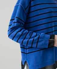 RSFGD19460 TRUNK HIROKO KOSHINO(ヒロココシノ) リバーシブルボーダーニットトップ ブルー