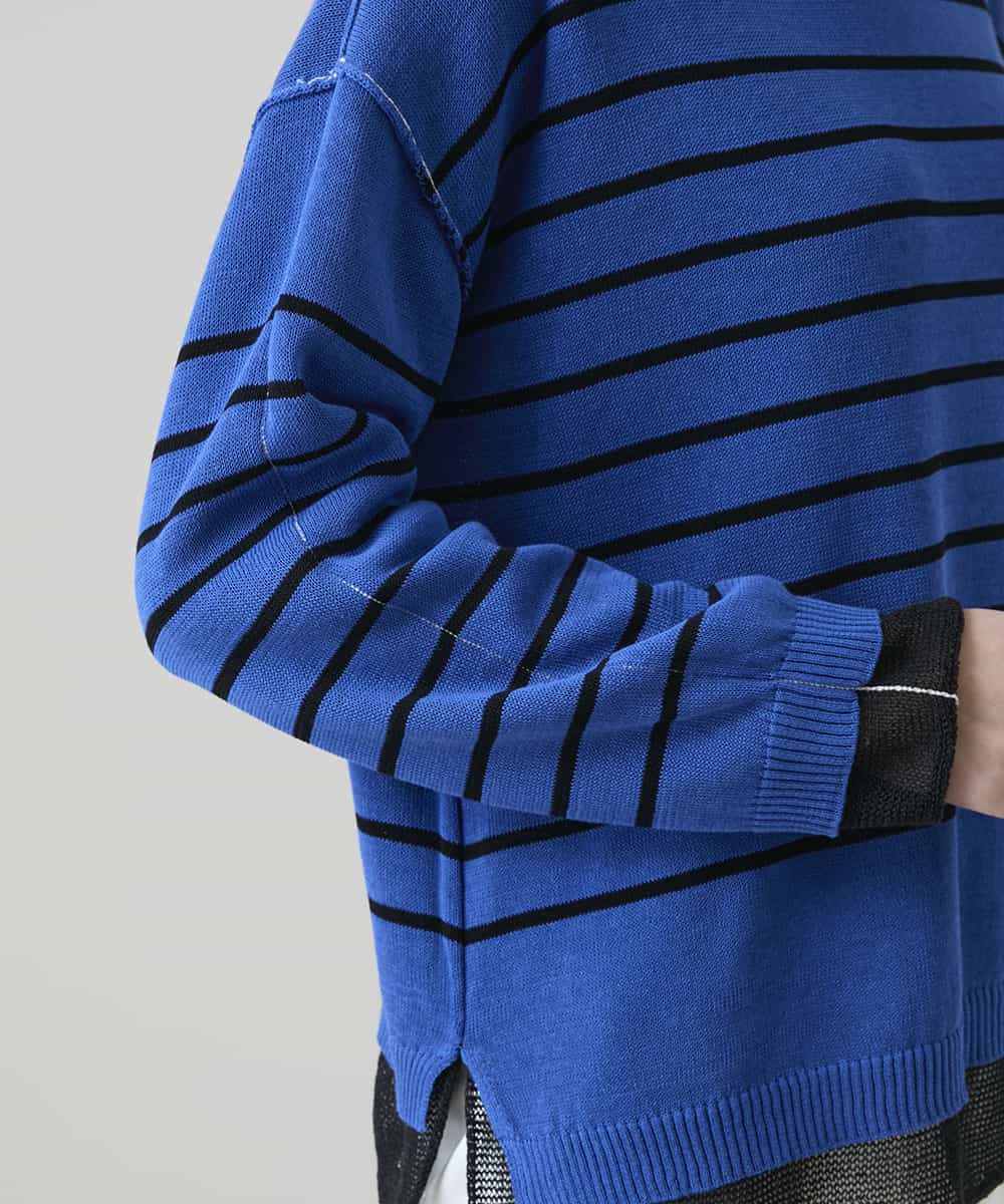 RSFGD19460 TRUNK HIROKO KOSHINO(ヒロココシノ) リバーシブルボーダーニットトップ ブルー