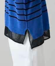 RSFGD19460 TRUNK HIROKO KOSHINO(ヒロココシノ) リバーシブルボーダーニットトップ ブルー