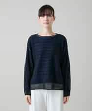 RSFGD19460 TRUNK HIROKO KOSHINO(ヒロココシノ) リバーシブルボーダーニットトップ ブルー