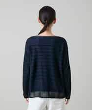 RSFGD19460 TRUNK HIROKO KOSHINO(ヒロココシノ) リバーシブルボーダーニットトップ ブルー