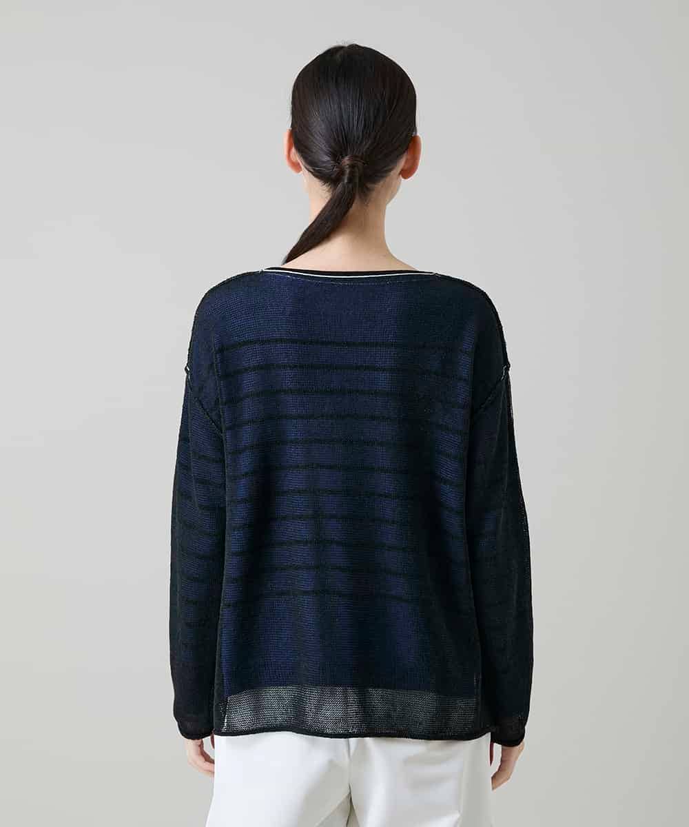 RSFGD19460 TRUNK HIROKO KOSHINO(ヒロココシノ) リバーシブルボーダーニットトップ ブルー