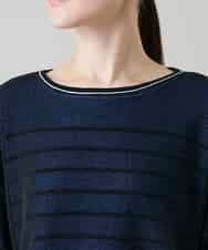 RSFGD19460 TRUNK HIROKO KOSHINO(ヒロココシノ) リバーシブルボーダーニットトップ ブルー