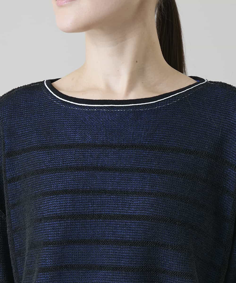 RSFGD19460 TRUNK HIROKO KOSHINO(ヒロココシノ) リバーシブルボーダーニットトップ ブルー