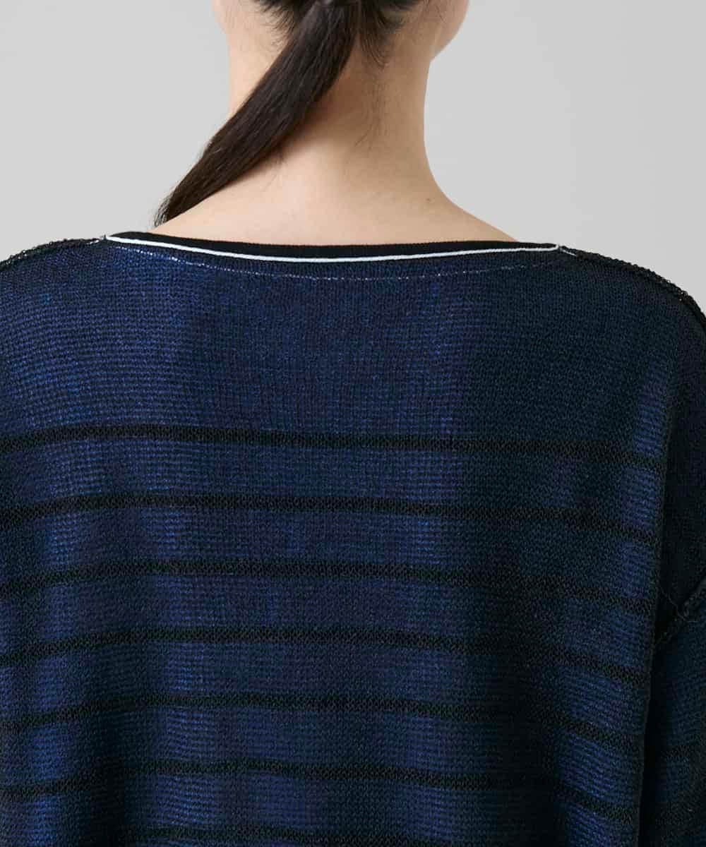 RSFGD19460 TRUNK HIROKO KOSHINO(ヒロココシノ) リバーシブルボーダーニットトップ ブルー