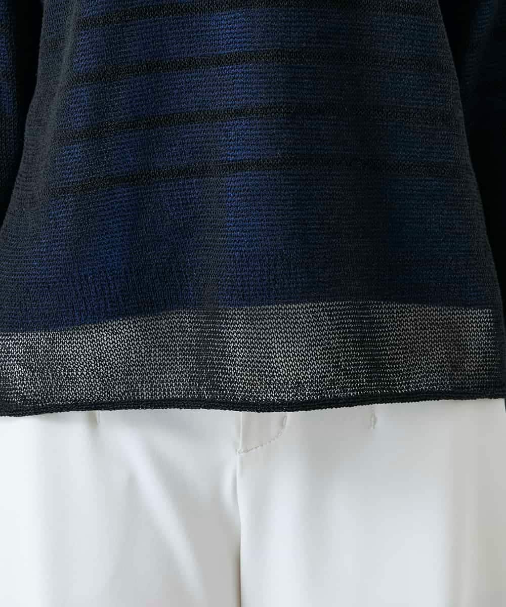 RSFGD19460 TRUNK HIROKO KOSHINO(ヒロココシノ) リバーシブルボーダーニットトップ ブルー