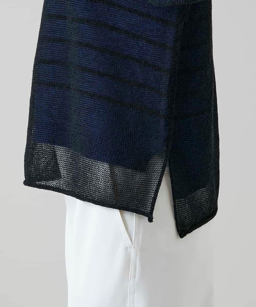 RSFGD19460 TRUNK HIROKO KOSHINO(ヒロココシノ) リバーシブルボーダーニットトップ ブルー