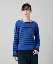 RSFGD19460 TRUNK HIROKO KOSHINO(ヒロココシノ) リバーシブルボーダーニットトップ ブルー