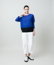 RSFGD20330 TRUNK HIROKO KOSHINO(ヒロココシノ) バイカラーホールガーメントニットプルオーバー/日本製/洗える ホワイト