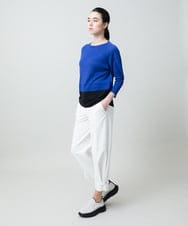 RSFGD20330 TRUNK HIROKO KOSHINO(ヒロココシノ) バイカラーホールガーメントニットプルオーバー/日本製/洗える ホワイト