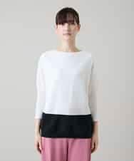 RSFGD20330 TRUNK HIROKO KOSHINO(ヒロココシノ) バイカラーホールガーメントニットプルオーバー/日本製/洗える ホワイト