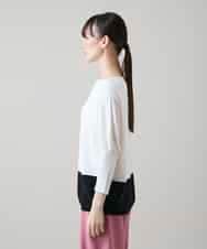 RSFGD20330 TRUNK HIROKO KOSHINO(ヒロココシノ) バイカラーホールガーメントニットプルオーバー/日本製/洗える ホワイト