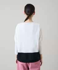 RSFGD20330 TRUNK HIROKO KOSHINO(ヒロココシノ) バイカラーホールガーメントニットプルオーバー/日本製/洗える ホワイト