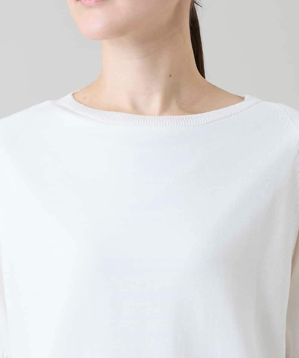 RSFGD20330 TRUNK HIROKO KOSHINO(ヒロココシノ) バイカラーホールガーメントニットプルオーバー/日本製/洗える ホワイト