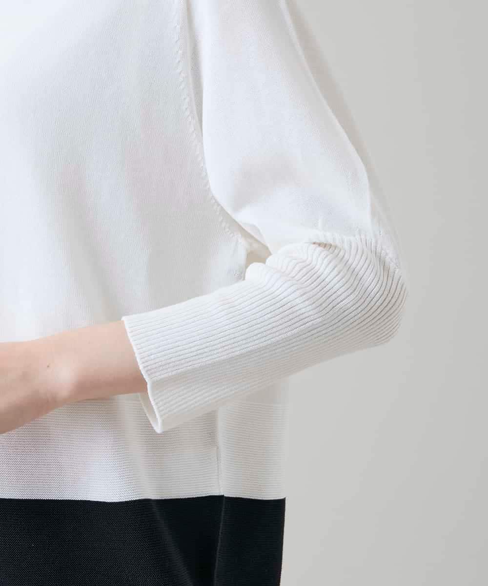 RSFGD20330 TRUNK HIROKO KOSHINO(ヒロココシノ) バイカラーホールガーメントニットプルオーバー/日本製/洗える ホワイト