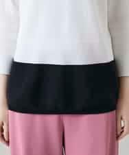 RSFGD20330 TRUNK HIROKO KOSHINO(ヒロココシノ) バイカラーホールガーメントニットプルオーバー/日本製/洗える ホワイト