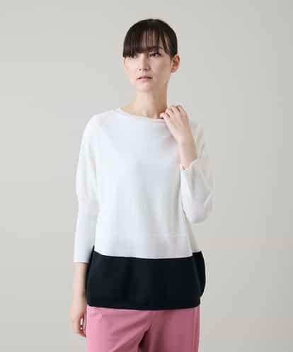 RSFGD20330 TRUNK HIROKO KOSHINO バイカラーホールガーメントニットプルオーバー/日本製/洗える