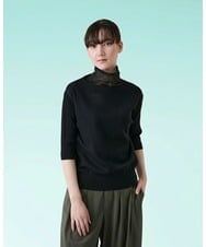 RSFHE16390 TRUNK HIROKO KOSHINO(ヒロココシノ) シアーハイネックライトニットプルオーバー/洗える ブラック