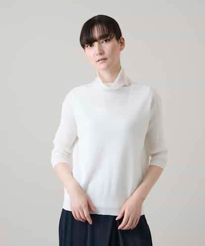 RSFHE16390 TRUNK HIROKO KOSHINO シアーハイネックライトニットプルオーバー/洗える