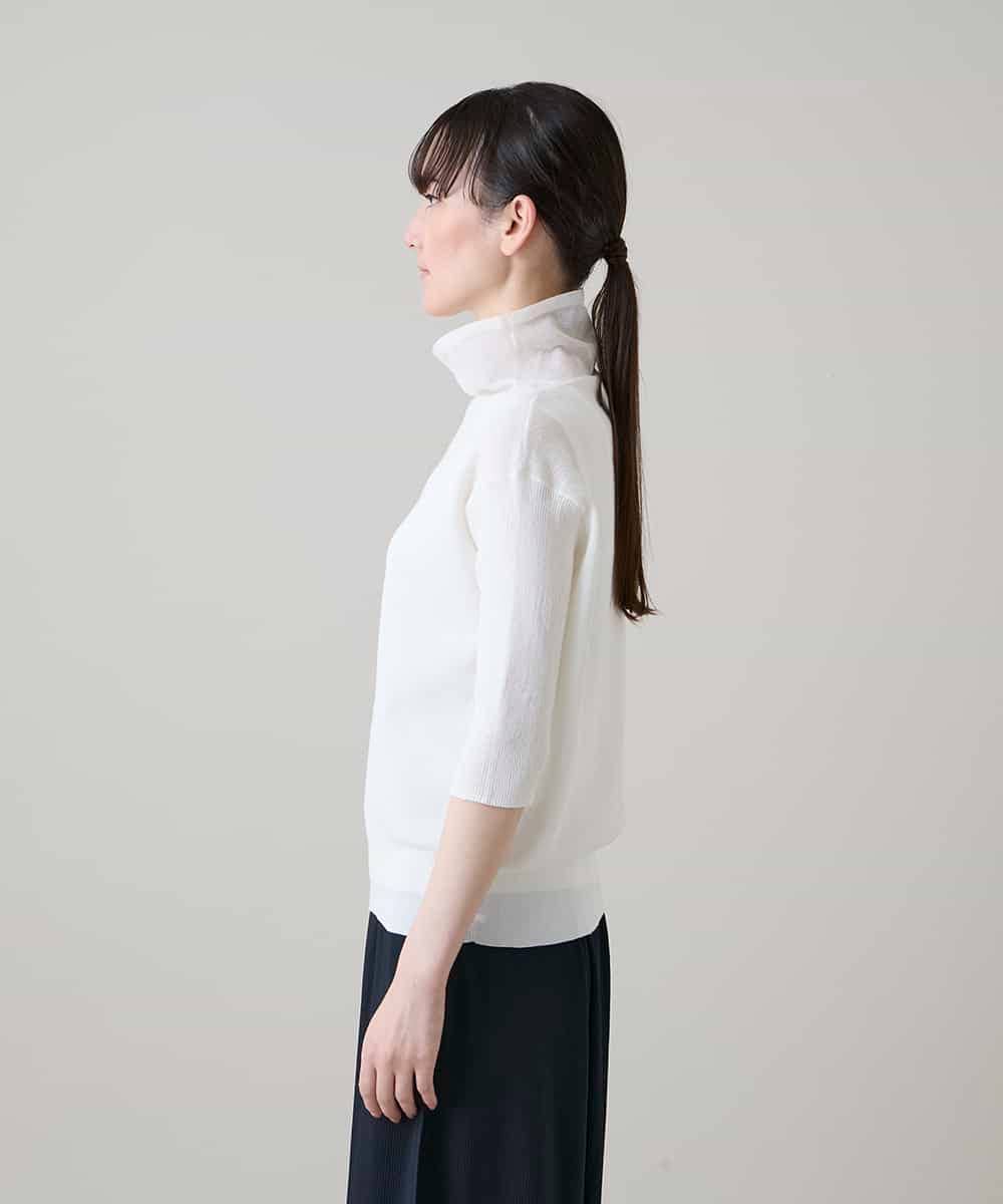 RSFHE16390 TRUNK HIROKO KOSHINO(ヒロココシノ) シアーハイネックライトニットプルオーバー/洗える ホワイト