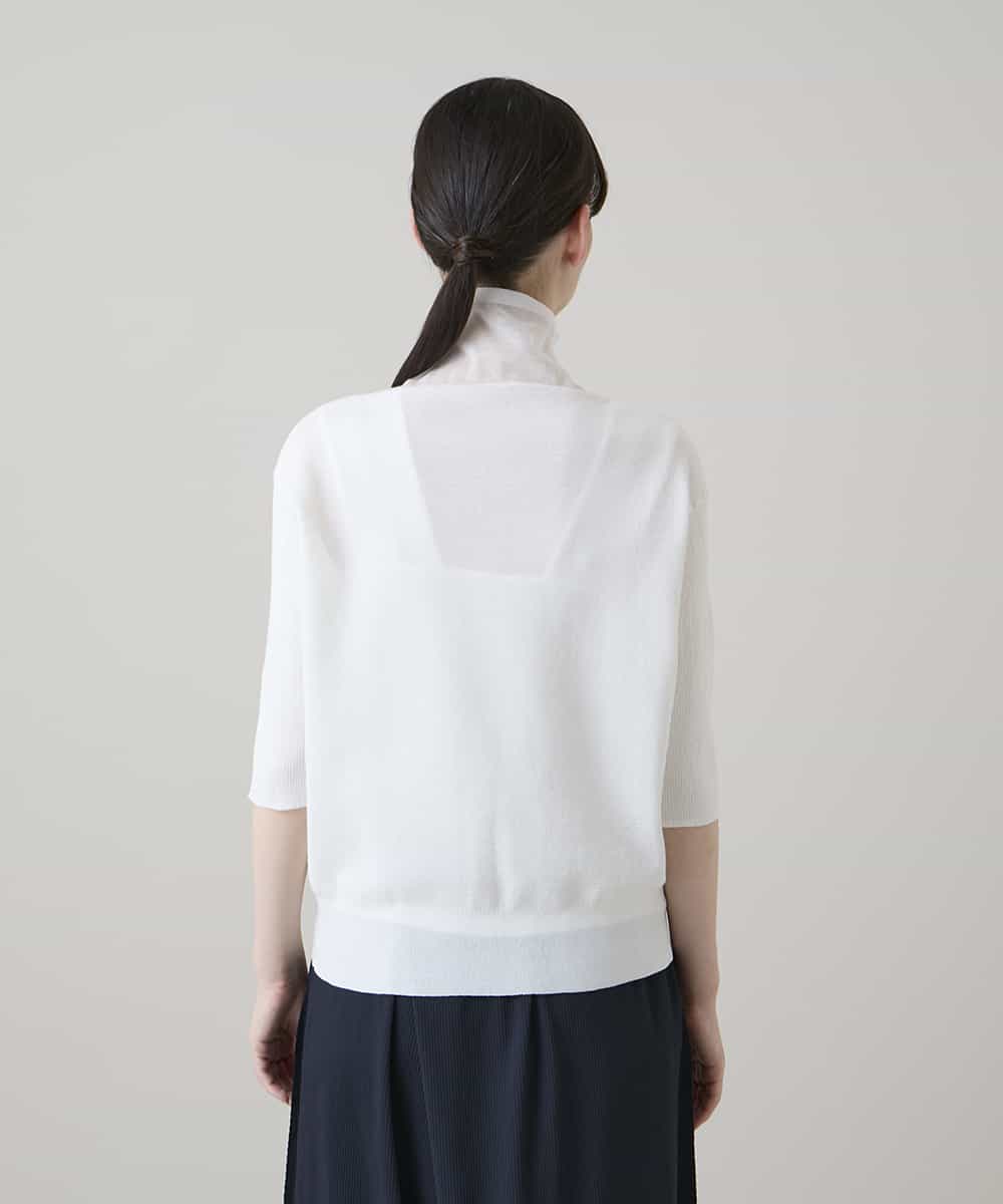 RSFHE16390 TRUNK HIROKO KOSHINO(ヒロココシノ) シアーハイネックライトニットプルオーバー/洗える ホワイト