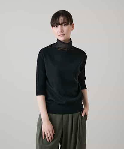 RSFHE16390 TRUNK HIROKO KOSHINO シアーハイネックライトニットプルオーバー/洗える
