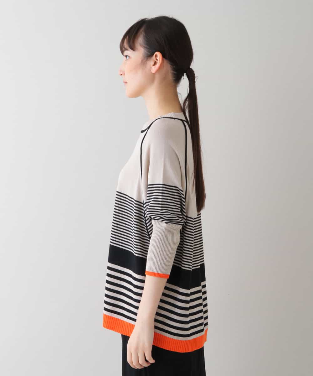 RSFHT61360 TRUNK HIROKO KOSHINO(ヒロココシノ) 【日本製】ボーダーニットプルオーバー ベージュ