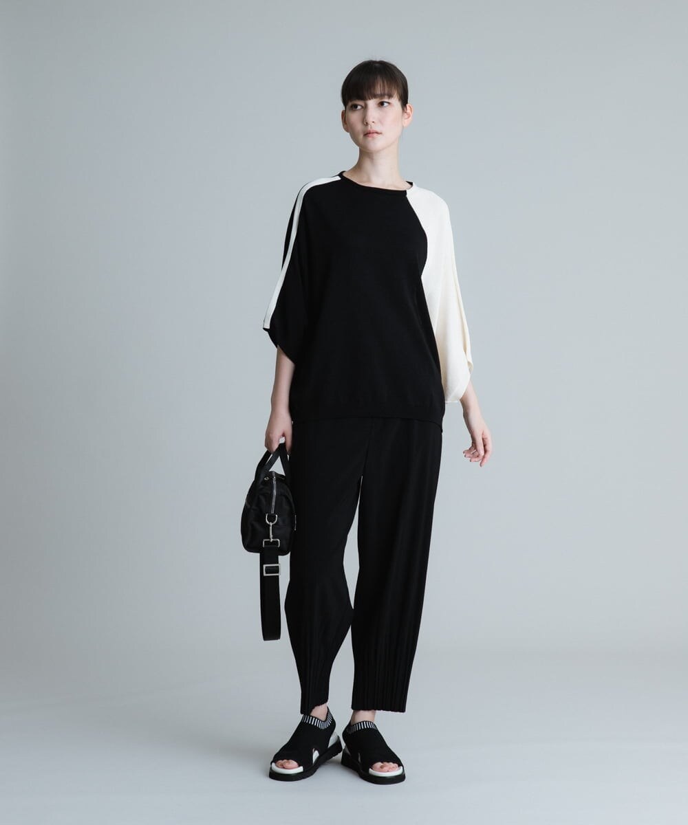 RSFHT62360 TRUNK HIROKO KOSHINO(ヒロココシノ) 【日本製】アシンメトリーデザインニットプルオーバー ネイビー