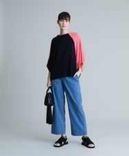 RSFHT62360 TRUNK HIROKO KOSHINO(ヒロココシノ) 【日本製】アシンメトリーデザインニットプルオーバー ネイビー