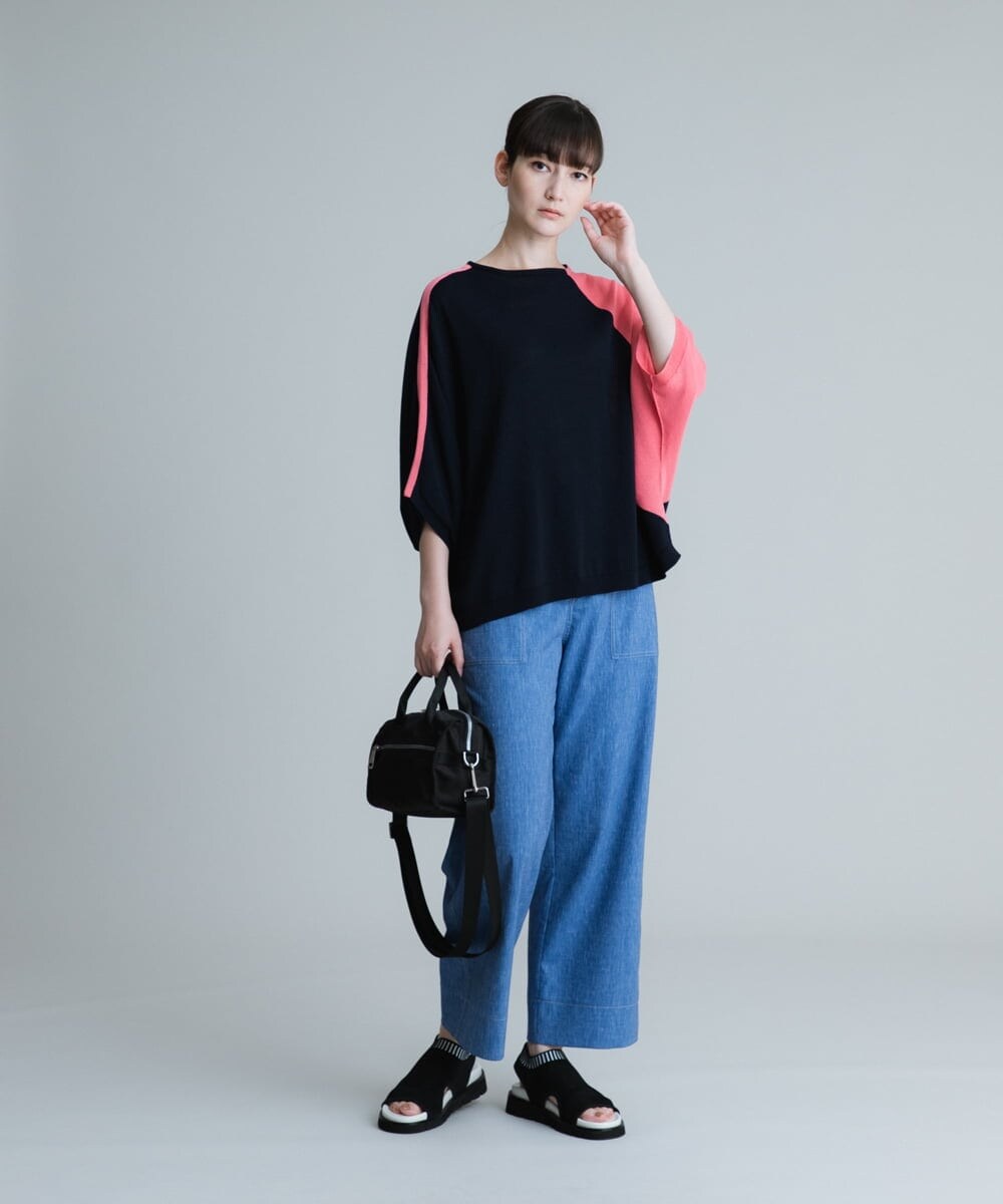 RSFHT62360 TRUNK HIROKO KOSHINO(ヒロココシノ) 【日本製】アシンメトリーデザインニットプルオーバー ネイビー