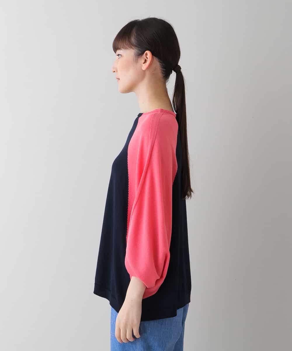 RSFHT62360 TRUNK HIROKO KOSHINO(ヒロココシノ) 【日本製】アシンメトリーデザインニットプルオーバー ネイビー