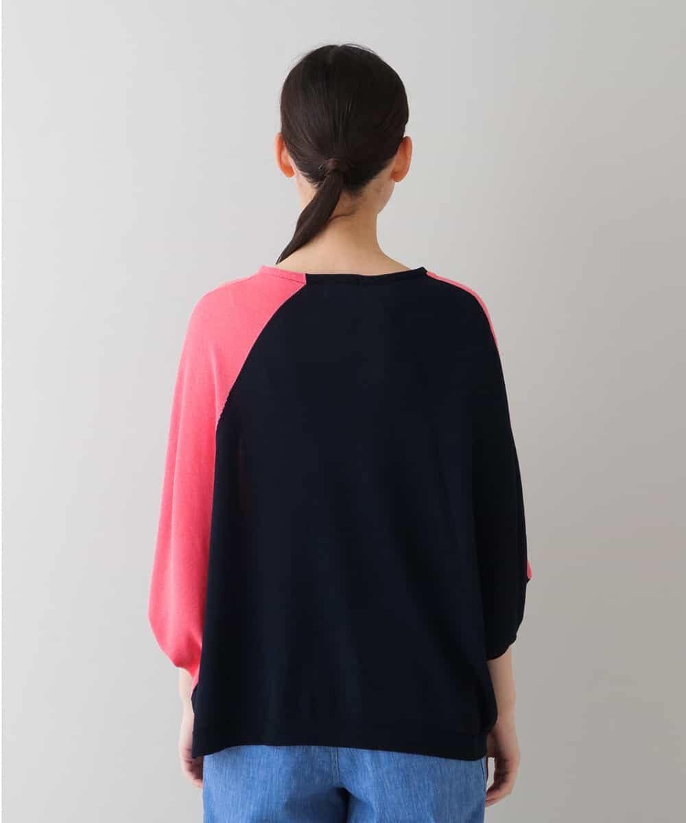 RSFHT62360 TRUNK HIROKO KOSHINO(ヒロココシノ) 【日本製】アシンメトリーデザインニットプルオーバー ネイビー