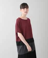 RSFIB16290 TRUNK HIROKO KOSHINO(ヒロココシノ) 配色ブロッキングニットプルオーバー/日本製/洗える レッド
