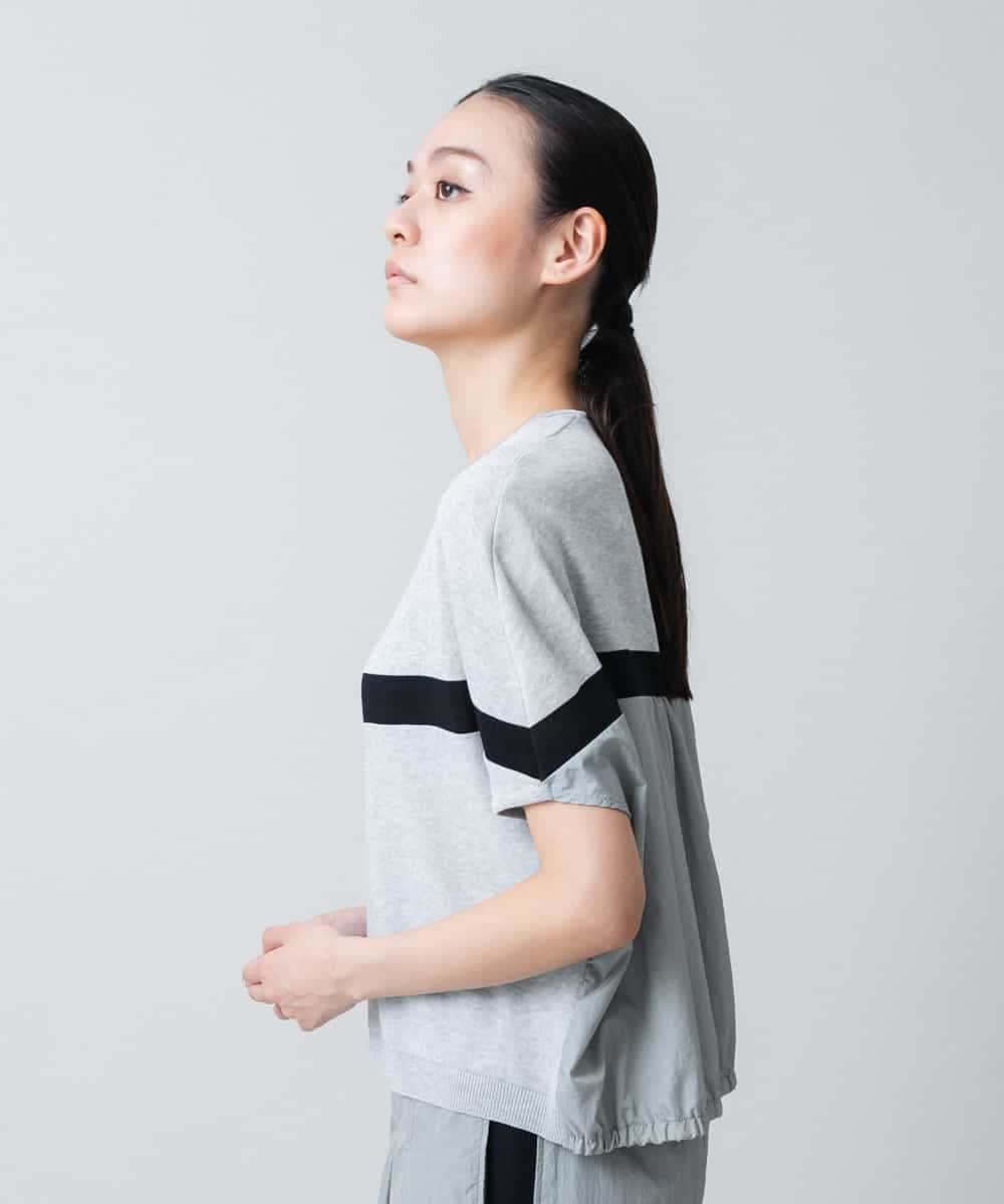 RSFJB04380 TRUNK HIROKO KOSHINO(ヒロココシノ) バック切り替えニットプルオーバー/日本製 ライトグレー