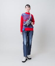RSFJE18360 TRUNK HIROKO KOSHINO(ヒロココシノ) アートリーフデザインニットプルオーバー/日本製 ブルー